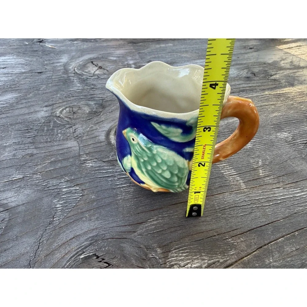 Henriksen Imports Classic Majolica‎ Bird and Pear Handpainted Stoneware Creamer